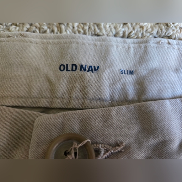 Mens Old Navy Kahaki 38x30 Pants Slim Chino Straight Leg 4 Pockets Flat Front - Picture 12 of 13